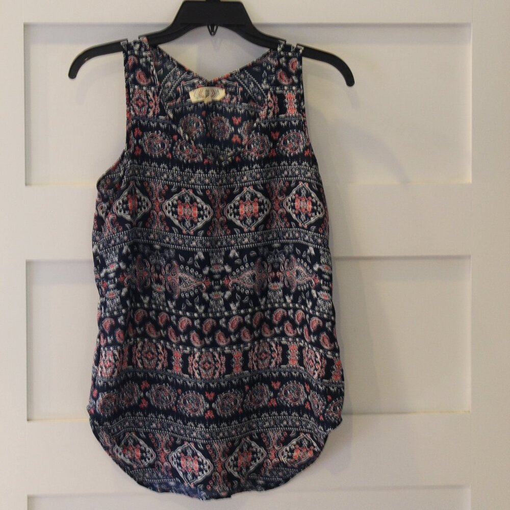 Pink Rose Lightweight Patterned Sleeveless Top Womens Small